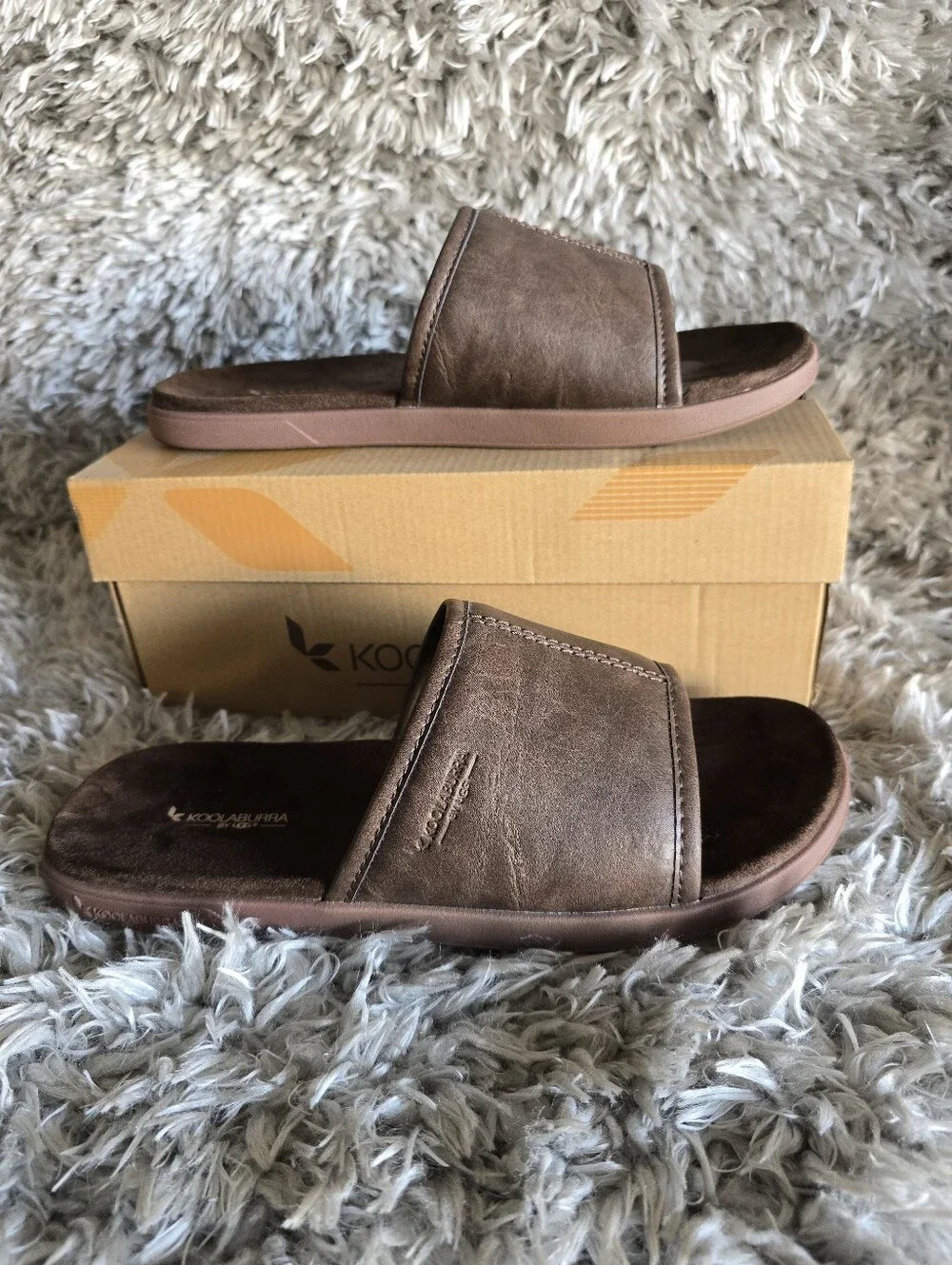 Koolaburra Brown Suede Slide Sandals for Men TREEVE